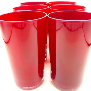 Vintage Italian Art Glass RUBY RED TUMBLERS.  SET/6